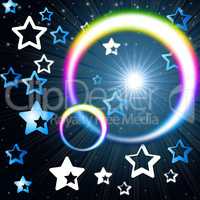 Rainbow Circles Background Means Glowing Star And Stars.