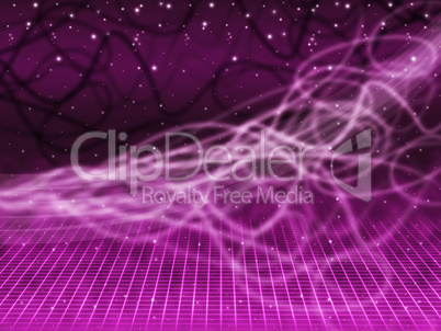 Purple Squiggles Background Means Tangled Lines And Stars.