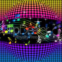 Music Disco Ball Background Shows Colorful Musical And Clubbing.