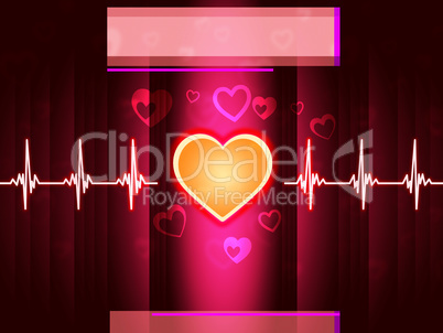 Red Heart Background Shows Life Beating And Pillar.