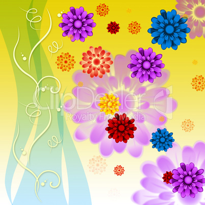 Colorful Flowers Background Means Petals Buds Ad Yellow.