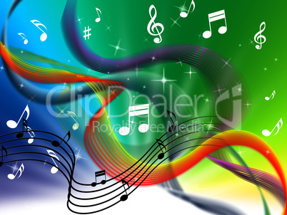 Waves Music Background Means Colorful Singing And DJ.