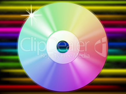 CD Background Shows Music Listening And Colorful Lines.