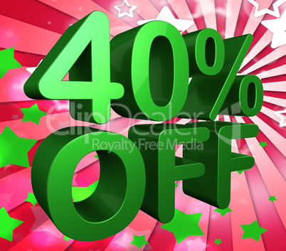 Forty Percent Off Represents Sale 40% And Clearance
