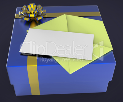 Gift Tag Represents Blank Space And Box