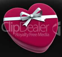 Gift Heart Means Valentine Day And Gift-Box