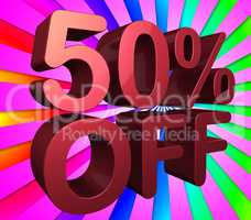 Fifty Percent Off Indicates Reduction 50 And Percentage