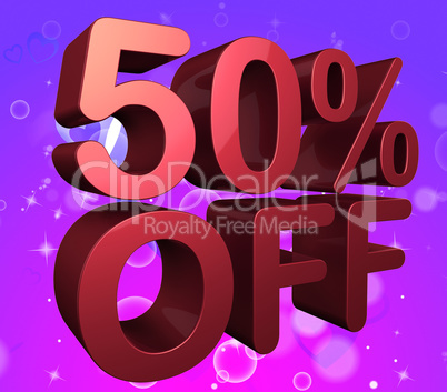 Fifty Percent Off Means Offer Savings And 50%