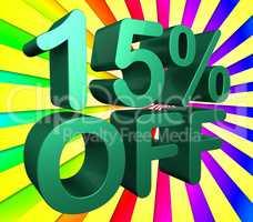 Fifteen Percent Off Indicates Promo Sales And Promotion