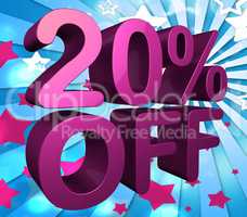 Twenty Percent Off Represents Discount Savings And Reduction