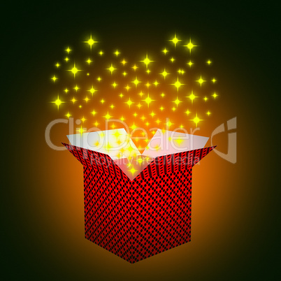 Heart Stars Represents Gift Box And Celebrate