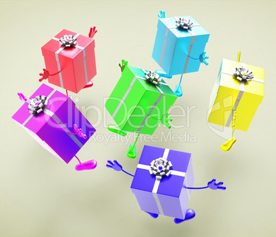 Celebration Giftboxes Indicates Present Wrapped And Fun