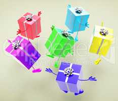 Celebration Giftboxes Indicates Present Wrapped And Fun