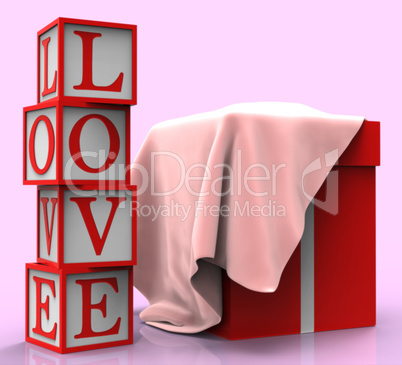 Love Giftbox Represents Compassionate Package And Fondness