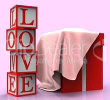 Love Giftbox Represents Compassionate Package And Fondness