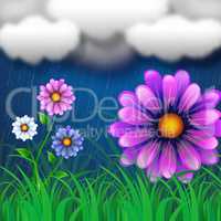 Flowers Background Indicates Clothes Line And Abstract