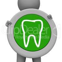 Tooth Icon Represents Dental Signboard And Smile