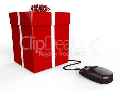 Gift Online Means World Wide Web And Box