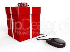 Gift Online Means World Wide Web And Box