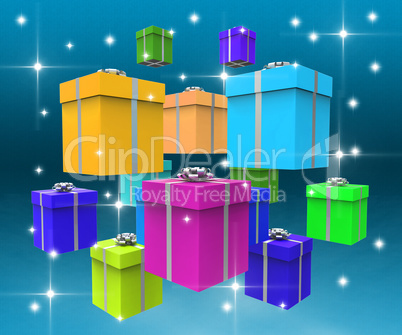 Celebration Giftboxes Indicates Fun Surprise And Surprises