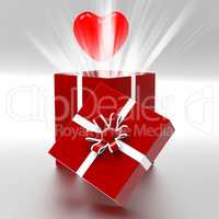 Heart Giftbox Represents Valentines Day And Celebrate