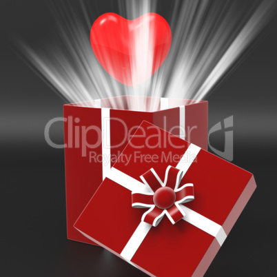 Giftbox Heart Shows Valentines Day And Affection