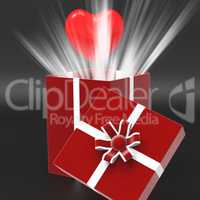 Giftbox Heart Shows Valentines Day And Affection