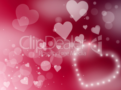 Hearts Glow Represents Valentines Day And Background