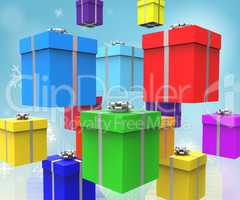 Celebration Giftboxes Represents Present Package And Party