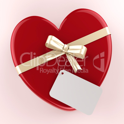 Gift Tag Indicates Heart Shape And Gift-Box