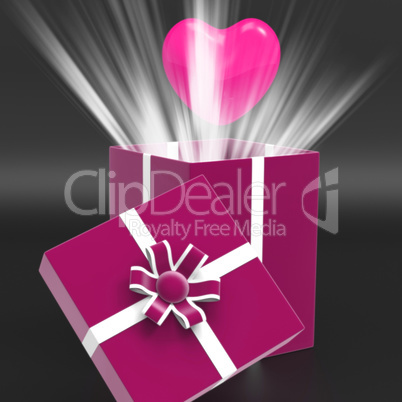 Heart Giftbox Means Valentines Day And Affection