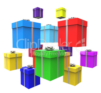 Giftboxes Celebration Shows Cheerful Gifts And Fun