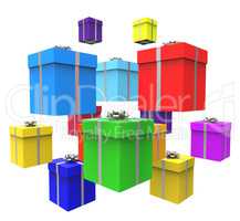 Giftboxes Celebration Shows Cheerful Gifts And Fun