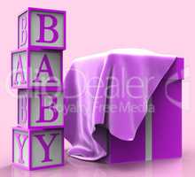 Giftbox Baby Represents Surprises Giving And Youngster