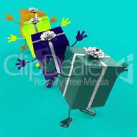 Celebration Giftboxes Indicates Fun Joy And Giving