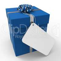 Gift Tag Indicates Empty Space And Blue