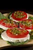 Caprese salad with mozzarella cheese tomatoes and basil