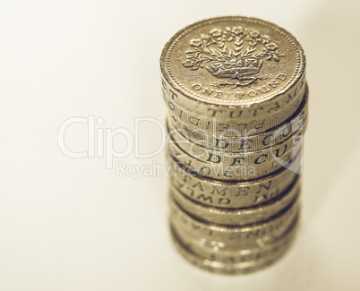 Vintage Pound coin pile