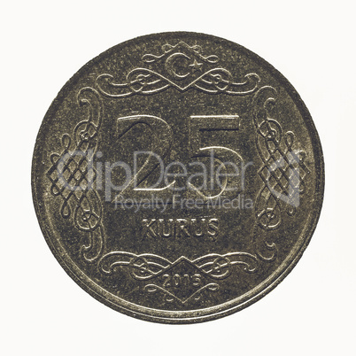 Vintage Turkish coin isolated
