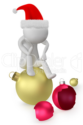 Human figure sitting on Christmas ball