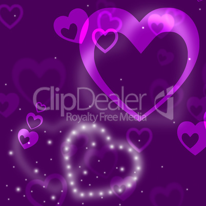 Glow Heart Means Valentine Day And Abstract