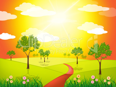 Grass Countryside Indicates Solar Scene And Sunny