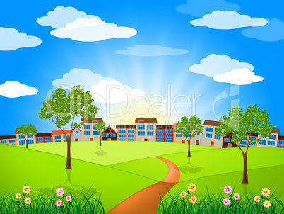 Sun Sunny Indicates Green Grass And Lawn