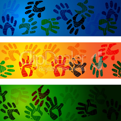 Hands Handprints Indicates Design Drawing And Abstract