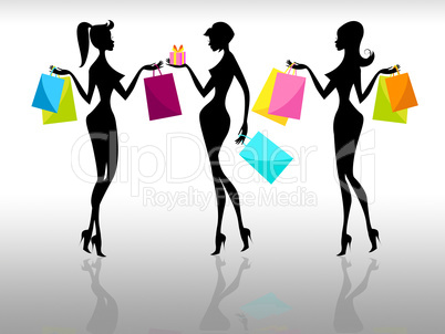 Shopping Women Represents Retail Sales And Adults