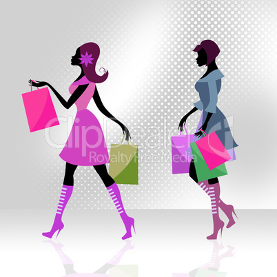 Shopper Women Means Commercial Activity And Adults
