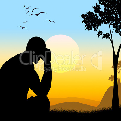 Depressed Silhouette Represents Lost Hope And Man