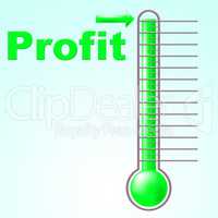 Profit Thermometer Represents Profitable Income And Thermostat