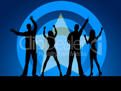 People Disco Indicates Silhouettes Friends And Outline