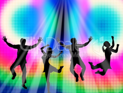 Colorful Jumping Means Friends Vibrant And Multicolored